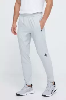 adidas Performance pantaloni de antrenament Designed for Training culoarea gri, neted imagine