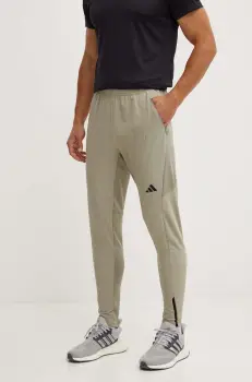adidas Performance pantaloni de antrenament Designed for Training culoarea verde, neted, JE6691 imagine