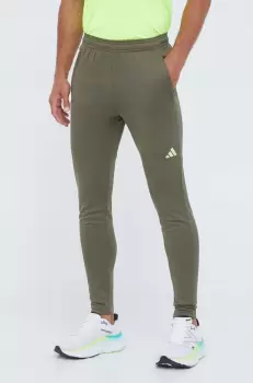 adidas Performance pantaloni de antrenament Train Essentials Seasonal culoarea verde, cu imprimeu imagine
