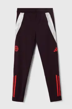 adidas Performance pantaloni de trening pentru copii FCB TR PNTY culoarea bordo, cu imprimeu, IS9943 imagine