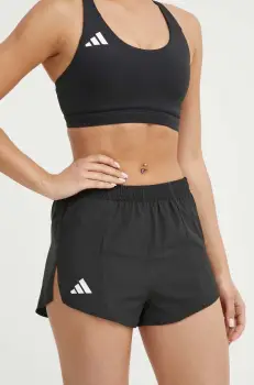 adidas Performance pantaloni scurti de alergare Adizero Essentials culoarea negru, neted, high waist, IN8707 imagine