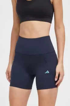 adidas Performance pantaloni scurti de alergare Adizero Lite culoarea albastru marin, cu imprimeu, high waist imagine