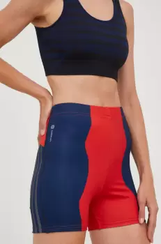 adidas Performance pantaloni scurti de alergare Marimekko femei, culoarea rosu, modelator, high waist imagine