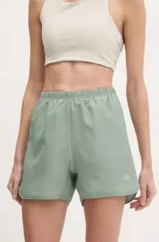 adidas Performance pantaloni scurti de alergare Run It culoarea verde, neted, high waist, JD2341 imagine
