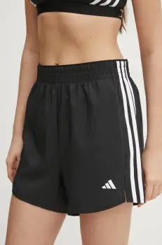 adidas Performance pantaloni scurti de antrenament 3 Stripes culoarea negru, cu imprimeu, high waist, JF4359 imagine
