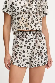 adidas Performance pantaloni scurti de antrenament culoarea bej, cu imprimeu, high waist, JY4593 imagine