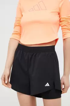 adidas Performance pantaloni scurti de antrenament culoarea negru, neted, high waist imagine