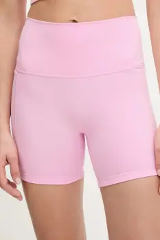 adidas Performance pantaloni scurti de antrenament culoarea roz, uni, high waist, KT3302 imagine