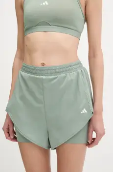 adidas Performance pantaloni scurti de antrenament Designed for Training culoarea verde, uni, high waist, JC9803 imagine