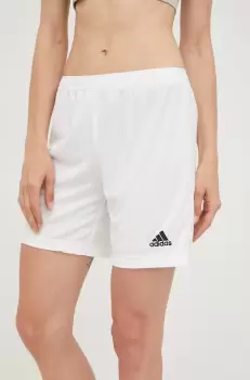 adidas Performance pantaloni scurti de antrenament Entrada 22 femei, culoarea alb, neted, high waist imagine