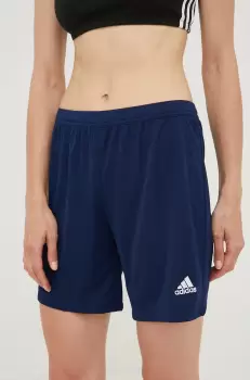 adidas Performance pantaloni scurti de antrenament Entrada 22 femei, culoarea albastru marin, neted, high waist imagine