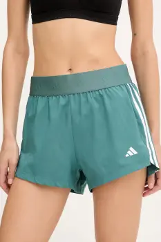 adidas Performance pantaloni scurti de antrenament HYGLM culoarea verde, cu imprimeu, high waist, JX7388 imagine