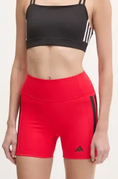 adidas Performance pantaloni scurti de antrenament Optime culoarea rosu, cu imprimeu, high waist, JN4583 imagine