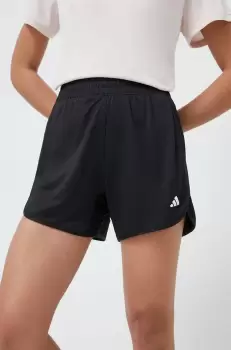 adidas Performance pantaloni scurti de antrenament Pacer culoarea negru, neted, high waist imagine
