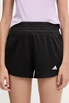 adidas Performance pantaloni scurti de antrenament Pacer culoarea negru, uni, high waist imagine