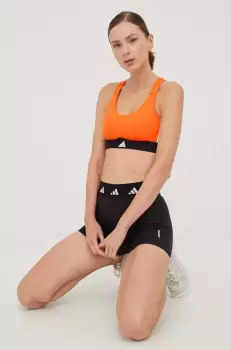 adidas Performance pantaloni scurti de antrenament Period Proof femei, culoarea negru, cu imprimeu, high waist imagine