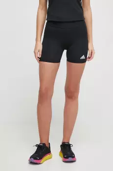 adidas Performance pantaloni scurti de antrenament Techfit culoarea negru, cu imprimeu, high waist imagine