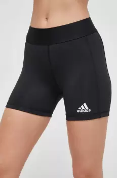 adidas Performance pantaloni scurti de antrenament Techfit culoarea negru, neted, medium waist imagine