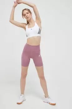 adidas Performance pantaloni scurti de antrenament Training Essentials culoarea roz, neted, high waist imagine