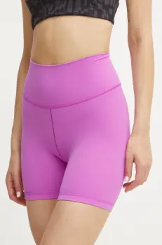 adidas Performance pantaloni scurti de yoga All Me culoarea roz, neted, high waist, IX0186 imagine