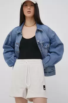 adidas Performance pantaloni scurti femei, culoarea roz, melanj, high waist imagine