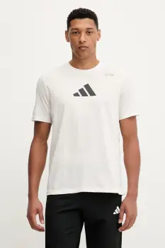 adidas Performance tricou de antrenament Category Training Graphic culoarea bej, cu imprimeu, JM8976 imagine