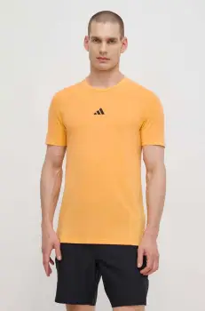 adidas Performance tricou de antrenament D4T culoarea galben, neted, IS3818 imagine