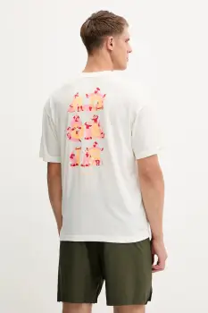 adidas Performance tricou de antrenament GFX culoarea bej, cu imprimeu, KC5862 imagine