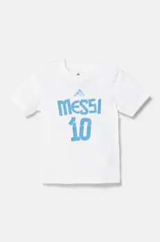adidas Performance tricou de bumbac pentru copii MESSI culoarea alb, cu imprimeu, JJ1416 imagine