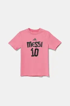 adidas Performance tricou de bumbac pentru copii MESSI culoarea roz, cu imprimeu, JM3552 imagine