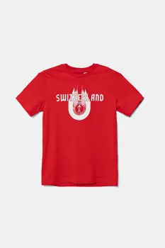 adidas Performance tricou de bumbac pentru copii SWITZERLAND culoarea rosu, cu imprimeu, JZ9002 imagine