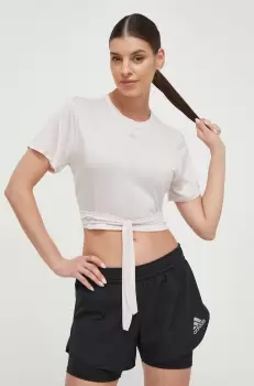 adidas Performance tricou yoga Studio culoarea roz imagine