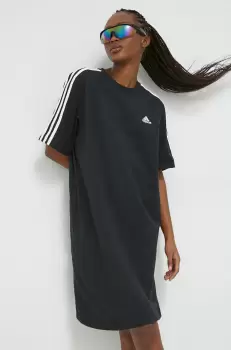 adidas rochie din bumbac culoarea negru, mini, oversize imagine