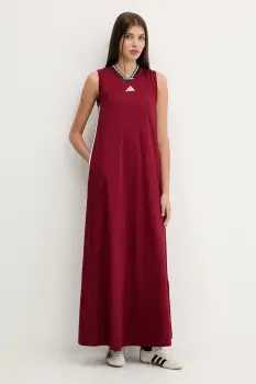 adidas rochie House of Tiro culoarea bordo, maxi, drept, JX5160 imagine