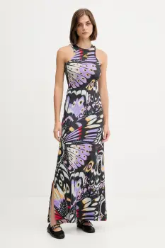 adidas rochie x Farm Rio culoarea negru, maxi, mulata, JL8609 imagine