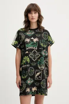 adidas rochie x Farm Rio culoarea negru, mini, oversize, JL7004 imagine