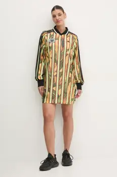 adidas rochie x Farm Rio culoarea verde, mini, oversize, JD6284 imagine