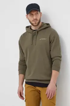 adidas TERREX bluza trening culoarea verde, cu gluga, neted, IN4716 imagine