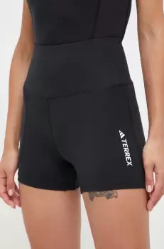 adidas TERREX pantaloni scurti sport Multi femei, culoarea negru, cu imprimeu, high waist imagine