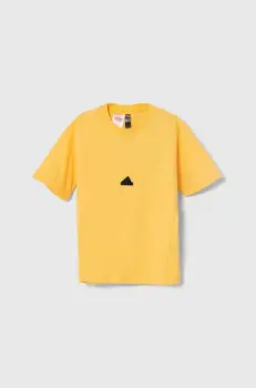 adidas tricou copii culoarea galben, neted imagine