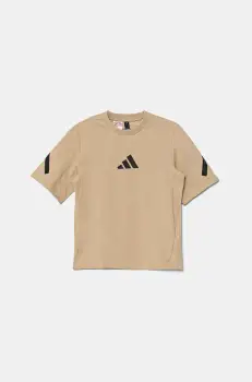 adidas tricou copii J ZNE TEE culoarea bej, cu imprimeu, JF2498 imagine