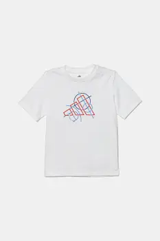 adidas tricou de bumbac pentru copii culoarea alb, cu imprimeu, JV5100 imagine