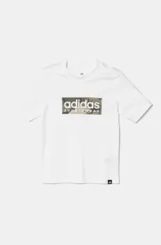 adidas tricou de bumbac pentru copii culoarea alb, cu imprimeu, JX6871 imagine