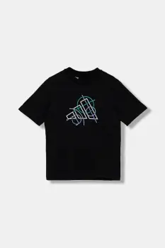 adidas tricou de bumbac pentru copii culoarea negru, cu imprimeu, JV5104 imagine