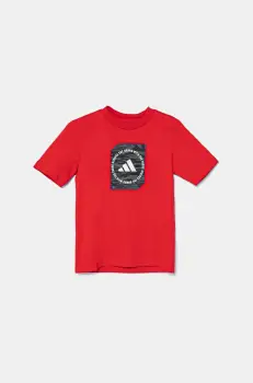 adidas tricou de bumbac pentru copii culoarea rosu, cu imprimeu, JM8233 imagine