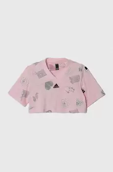 adidas tricou de bumbac pentru copii culoarea roz imagine