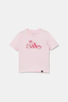 adidas tricou de bumbac pentru copii culoarea roz, cu imprimeu, JV5258 imagine