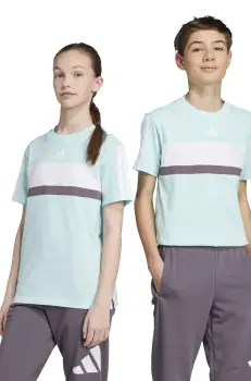 adidas tricou de bumbac pentru copii culoarea turcoaz, cu imprimeu, JC9301 imagine