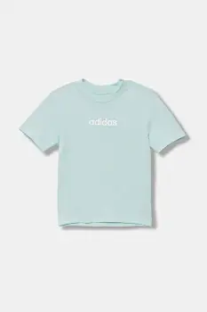 adidas tricou de bumbac pentru copii culoarea turcoaz, cu imprimeu, JW3466 imagine