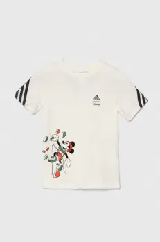 adidas tricou de bumbac pentru copii I DY MM T culoarea bej, cu imprimeu, IW0661 imagine